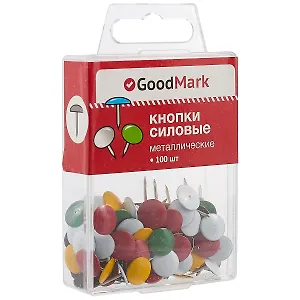 Кнопки силовые 100шт цветные, пл/уп, GoodMark