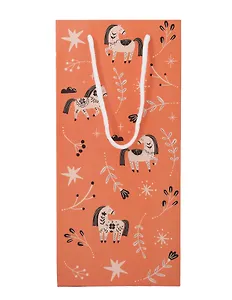 Пакет бутылочный 32*15 "Lucky"красный, НГ, бум.мат.ламинат