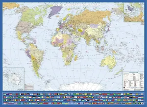 Политическая карта мира с флагами Новая граница. Масштаб (1: 26 000 000)