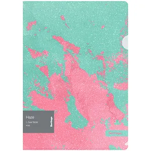 Папка-уголок А4 "Haze" 200 мкм, с эффектом блесток, мятно-розовая, пластик, Berlingo