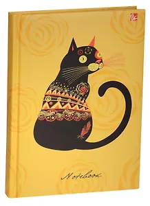 Книга для записей А5- 80л "Графика. Нарядный кот" 7БЦ, с поролоном, выб.лак, мат.лам., блестки, Listoff