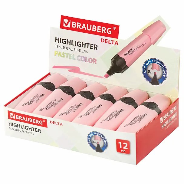 Текстовыделитель Brauberg, Delta Pastel, пастельный розовый 1-5 мм 2937344 — 4