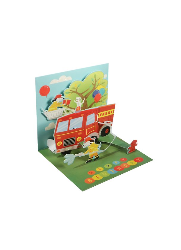 3D открытка Пожарная машина (Firetruck) (квадрат) (1105) (14,5х14,5) 2434807 — 1