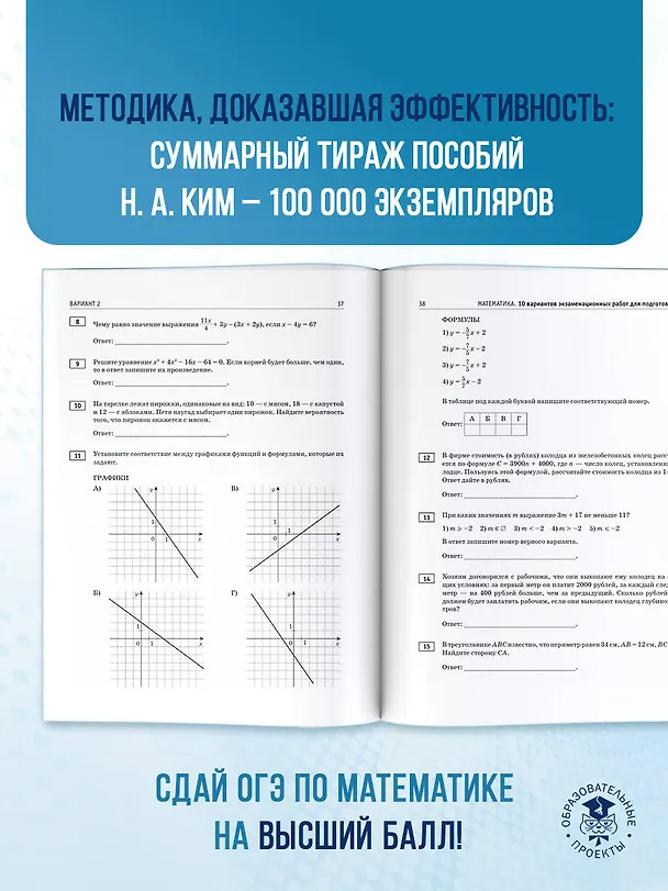Книга ОГЭ-2026. Математика. 10 тренировочных вариантов экзаменационных работ для подготовки к основному государственному экзамену (Наталья Ким) — 9