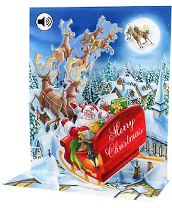 3D открытка Санта на санях (Santa's Sleigh Ride) (музыка) (SS043)