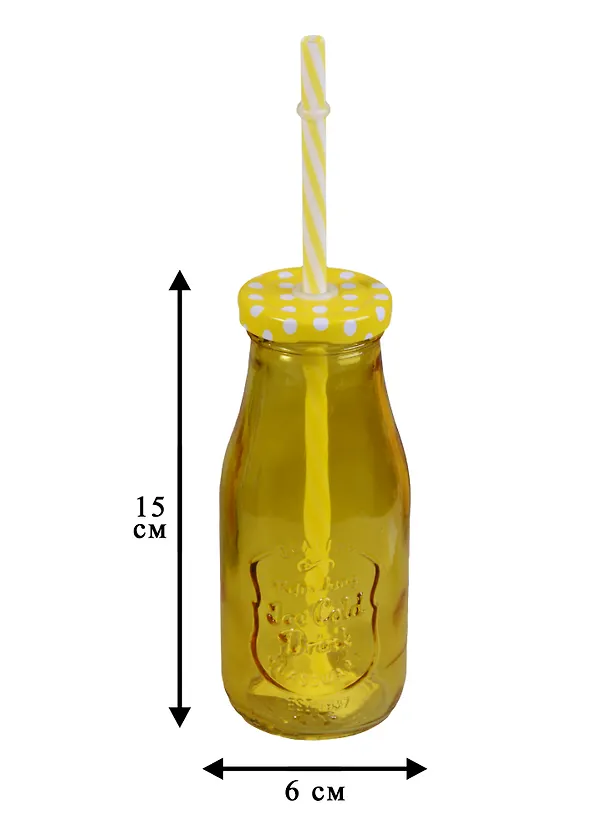 Бутылочка с крышкой и трубочкой (стекло) (280 мл) (2603818) 2633030 — 4