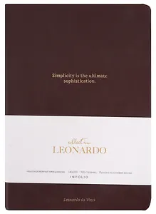 Ежедневник недат. А5 160л "Leonardo" темно-коричневый, иск.кожа, интегр.переплет, тонир.блок, отд.фольгой, ляссе
