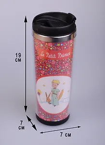 Термостакан Маленький принц Розы на красном фоне