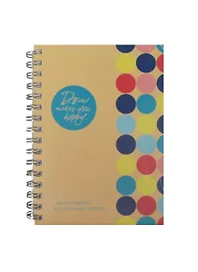 Блокнот А6 96л "Be happy" пласт.обл., бок.спираль, скругл.углы, IN FOLIO