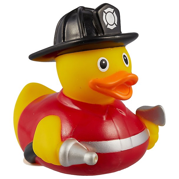 Игрушка для ванной, уточка резиновая FUNNY DUCKS "Уточка пожарный" (1828) 2665310 — 1