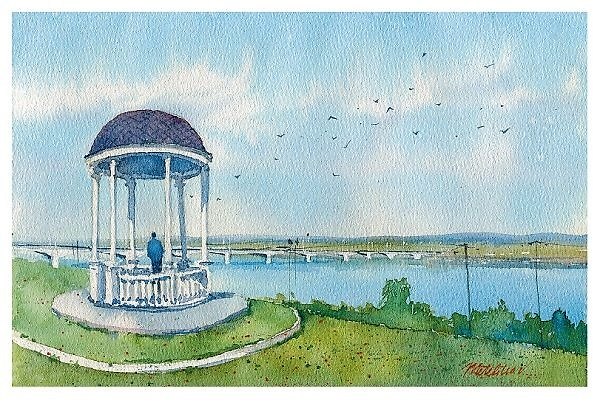 Открытка «Пермь. Река Кама. Коммунальный мост» 2982682 — 1