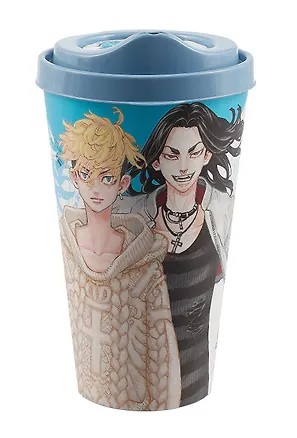 Стакан с крышкой Токийские мстители. Бадзи и Тифую (пластик) (550 мл) 3025061