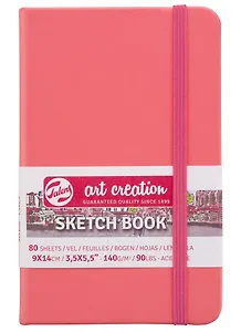 Скетчбук А6 80л "Art Creation" 140г/м2, коралл.тв.обл., резинка