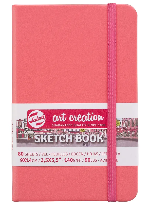 Скетчбук А6 80л "Art Creation" 140г/м2, коралл.тв.обл., резинка 258630 — 1