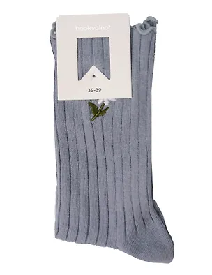 Носки Ромашка с волнистой каемкой голубые (высокие) (35-39) (хлопок, полиэстер) (12-Xinqiao-202505-S17) 3104523