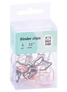 Зажимы для бумаг 33мм 6шт "Cute Cats" цветные, пл/уп, MESHU