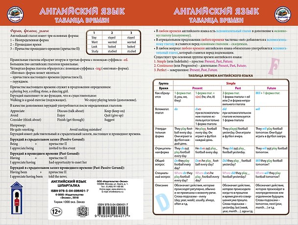 Книга Английский язык. Таблица времен. Шпаргалка () — 1