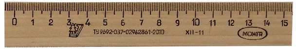 Линейка 15 см, деревянная, Можга 200424 — 2