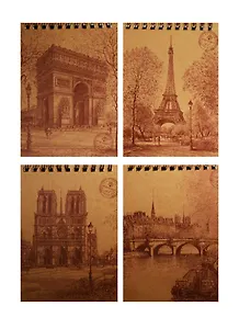 Блокнот А6 52л кл. "Paris" карт.крафт обл., метал.спираль, ассорти, LENWA 