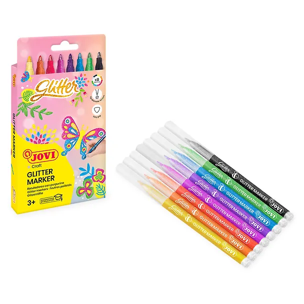 Фломастеры «Glitter» Carioca, 8 цветов, с блестками, смываемые 3050907 — 11