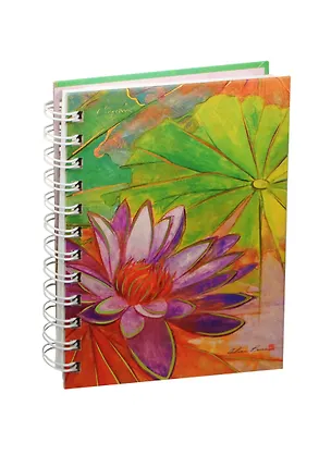 Записная книжка А6+ 100л кл. "Water lilies. Сиреневая лилия" 7БЦ, "мокрый шелк", тисн.гологр.фольгой, евроспираль, Listoff 238591