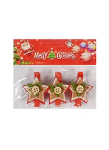 Новогодний Набор из 3-х прищепок Звезда с мешк. и пуговицей в пак. с хедер. (11069714) (12х10с