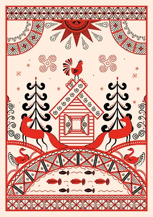 Блокнот Жили-были. Мезенская роспись «Лиса» (формат А5, 144 стр., блинтовое тиснение, тонированный блок) 3083564