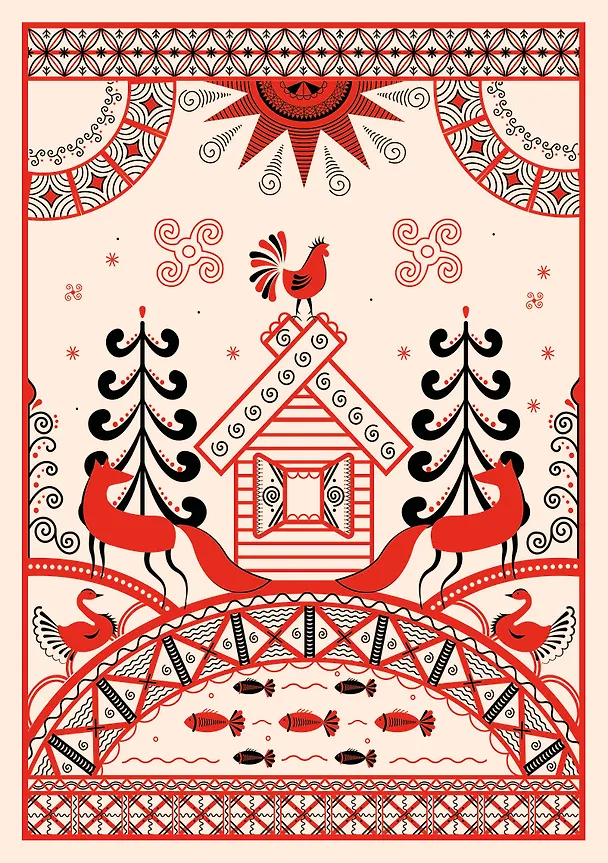 Блокнот Жили-были. Мезенская роспись «Лиса» (формат А5, 144 стр., блинтовое тиснение, тонированный блок) 3083564 — 1