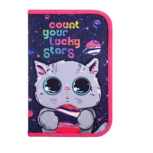 Пенал 1отд. "Кот с планетой" 20*13*4, откидн.клапан