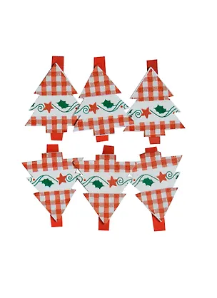Прищепки декор новогодние Новогодний принт (154219) (набор 6шт) (упаковка) 2439854