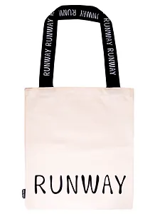 Сумка-шоппер Runway с надписью на ручках бежевая, текстиль 40см.*32см.