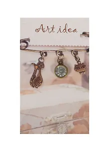 Кулон бронзового цвета Таблетка со стразами (QA-2854) (1,3см)