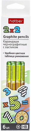 Карандаши ч/гр 06шт "Таблица умножения" НВ, с ластиком, подвес, Hatber 3174413