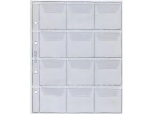 Комплекты листов для монет 200х250мм с клапанами на 12 ячеек 58х60мм  (5шт) КЛМ 12 К