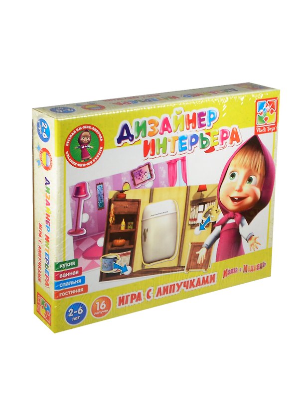 НИ Игра с липучками Дизайнер интерьера (VT2305-03) (16 липучек) (Маша и Медведь) (2-6л.) (коробка) 2419578 — 1