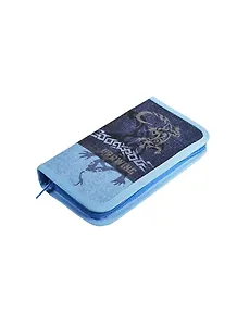 Пенал школьный 1отд. "Ящерица на джинсе" 19*11 см, глиттер, Оникс