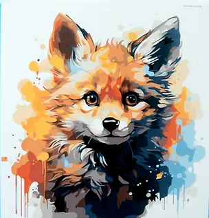 Холст с красками по номерам "Малыши-животные. Красочный лисёнок", 30 х 30 см 3066161