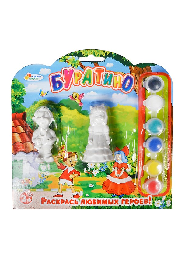 Набор-Раскраска Multiart Буратино+Мальвина2 фигурки, кисточка, краски 2352223 — 1
