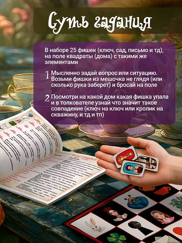 Настольная игра. Игра скрытых смыслов. Набор для гадания. Алиса в стране чудес 3134754 — 4
