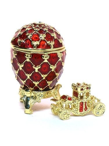 Сувенир, АКМ, Faberge Яйцо 2,5см С каретой цв.красный HE0247-1+HE0271-1 334990 — 1