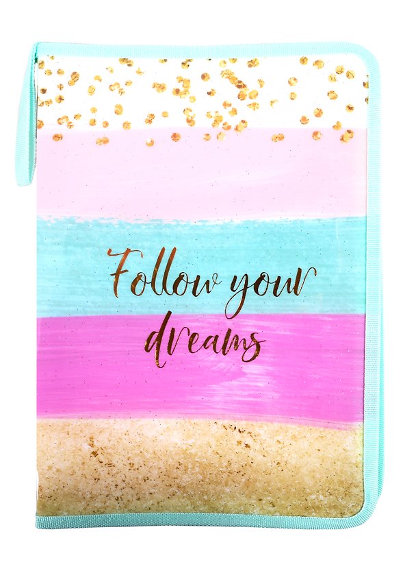 Папка для тетрадей «Follow your dreams» А4, пластик, на молнии с трёх сторон, Academy Style 257224 — 1