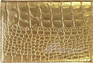 Обложка для паспорта нат.кожа, золотой металлик, кайман, 4.2