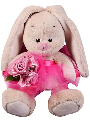 Мягкая игрушка Зайка Ми в розовой юбочке и с букетом (15 см) (SidX - 200) 2597995