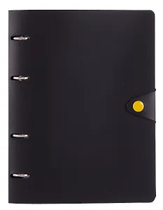 Тетрадь 80 листов, клетка, "Favorite Black. No 1" на кольцах, сменный блок, на кнопке