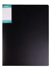 Папка боковой прижим А4 "HOR LINES", черная, карман