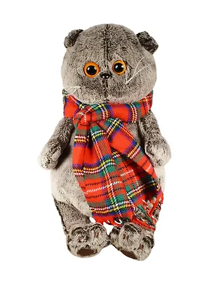 Мягкая игрушка Басик и красный шарф в клеточку (30 см) (Ks30-017) 2448448