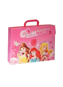 Папка-портфель А4 "Принцессы" замок, 1отд., печать на пластике, Disney