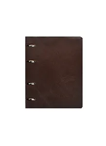 Тетрадь 120л кл. "Success" на кольцах, смен.блок, обложка кожзам, коричневая, IN FOLIO