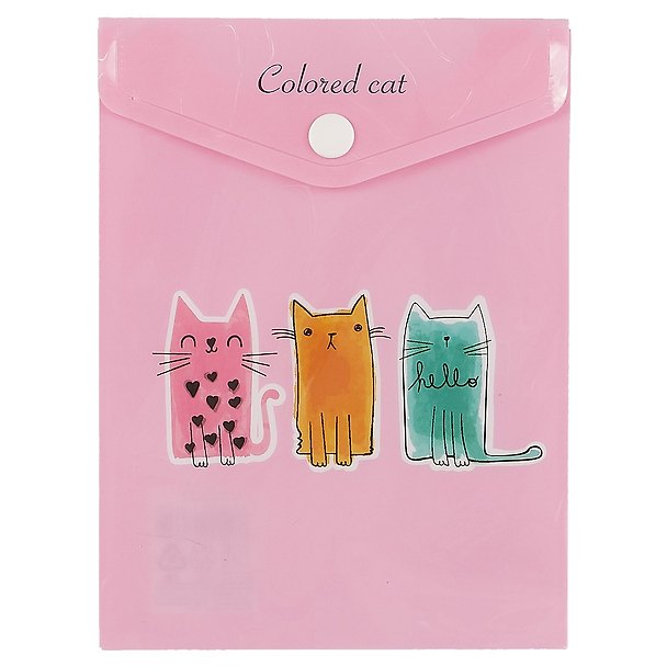 Папка -конверт «Colored cat» А6 на кнопке, вертикальная 247669 — 1
