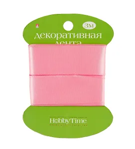 Лента декоративная атласная, 25мм*3м., РОЗОВАЯ 2-616/13